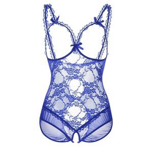 7868 Plus Size Lingerie Sexy Lingerie Bodysuit One-Piece Teddy Blue Blue